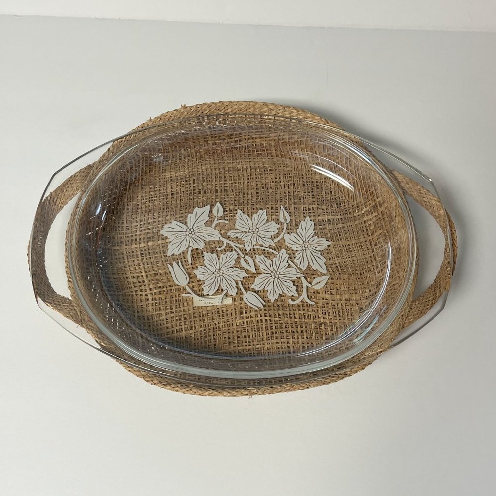 Princess House Dish with Basket Carrier, Fantasia Pattern, 13"